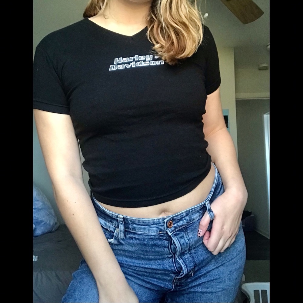 Harley-Davidson Fitted Cropped V Neck Tee